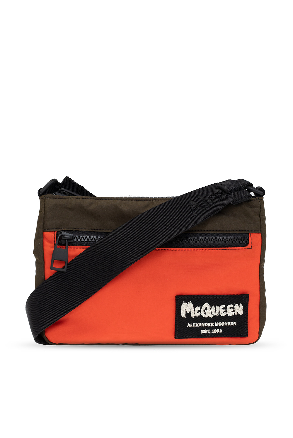 Alexander McQueen logo-print flat-zip pouch - alexander mcqueen ...